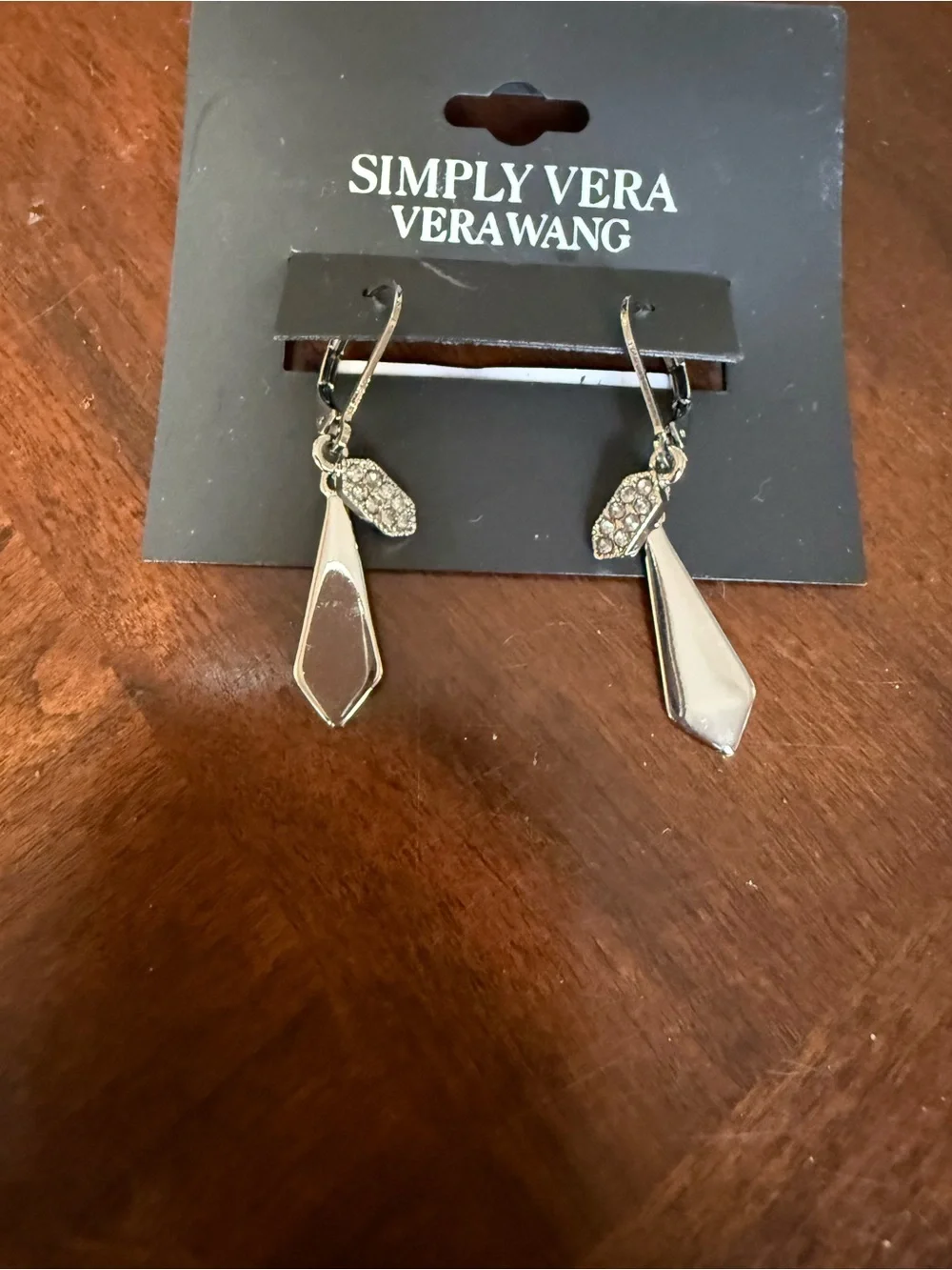 Simply Vera Vera Wang Silver Faceted Teardrop & Pavé Hook Earrings